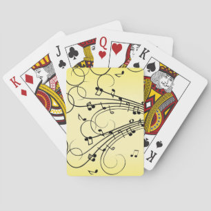 Fancy muzieknoten geel pokerkaarten