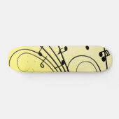 Fancy Muzieknoten Geel Skateboard (Horizontaal)