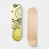 Fancy Muzieknoten Geel Skateboard (Voorkant)