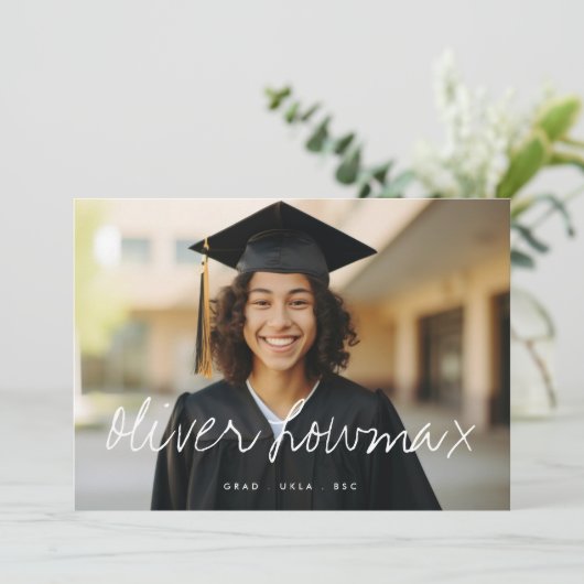 Fancy naam Elegant Afstudeerder Afstuderen twee fo Aankondiging (Staand voorkant)