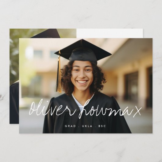 Fancy naam Elegant Afstudeerder Afstuderen twee fo Aankondiging (Voorkant / Achterkant)