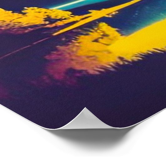 Fancy Nachtlandschap Sterren Spiraalvormige Retro Poster (Hoek)