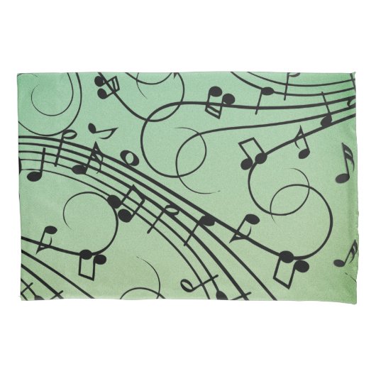 Fancy Notes Groen Muziekontwerp Kussensloop (Voorkant)
