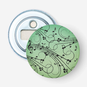 Fancy notities Groen muziekontwerp Button Flesopener