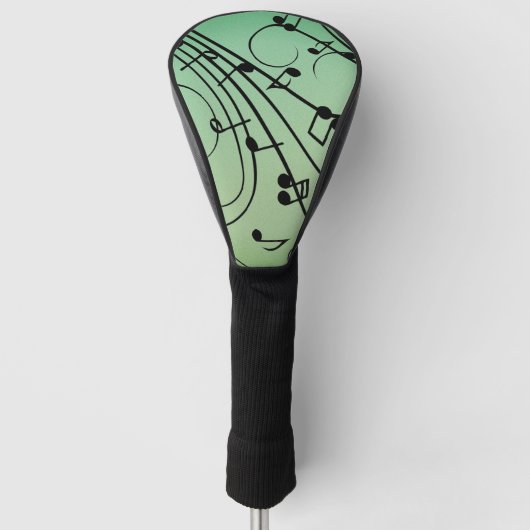Fancy notities Groen muziekontwerp Golfheadcover (Voorkant)
