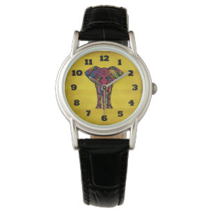 Fancy Olifant Design Vette felle kleuren Horloge