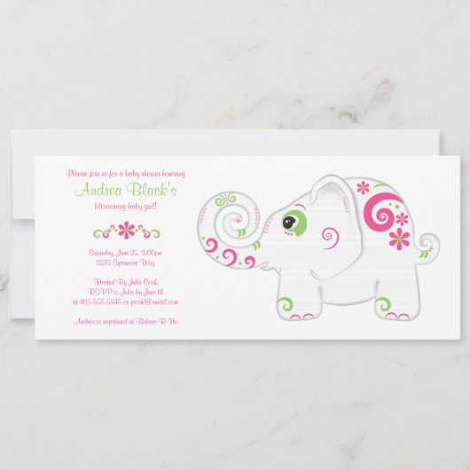 Fancy olifant voor de uitnodiging tot het Baby sho (Voorkant)