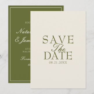 Fancy Olijfgroen Crème Oud Geld Retro Bruiloft Save The Date