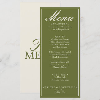 Fancy Olijfgroen Oud Geld Retro Bruiloft Menu