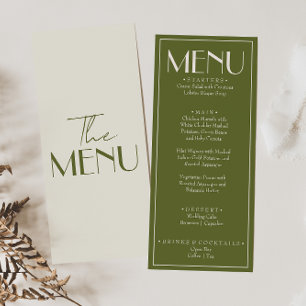 Fancy Olijfgroen Oud Geld Retro Luxe Trouwen Menu