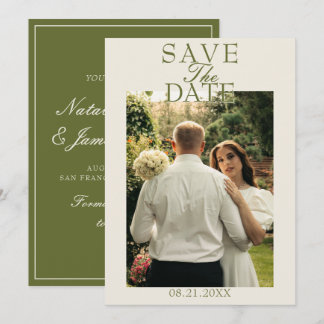Fancy Olijfgroen Oude Rijke Foto Huwelijk Save The Date