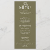 Fancy Olijfgroene Boho Old Money Boho Bruiloft Menu (Voorkant)