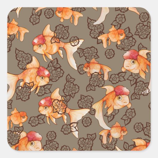 Fancy Oranda Goldfish  Vierkante Sticker (Voorkant)
