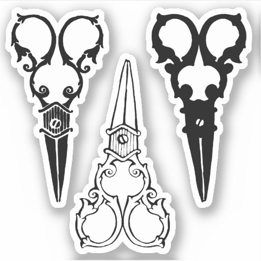 fancy ouderwetse schaar met drie paren sticker (Voorkant)