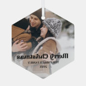 Fancy overlay  tekst Vergroente kerstmis Glas Ornament (Achterkant)