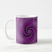 Fancy Paars Double Spiral Fractal met Monogram Koffiemok (Links)