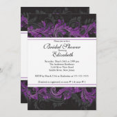 Fancy Paarse Black Damask Bridal Shower Kaart (Voorkant / Achterkant)