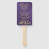 Fancy Paarse Damask Trouwprogramma Fan Handwaaier (Achterkant)