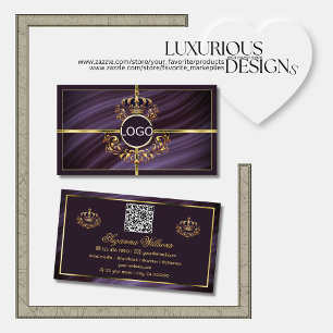 Fancy Paarse gouden kroon met Logo QR-code Visitekaartje
