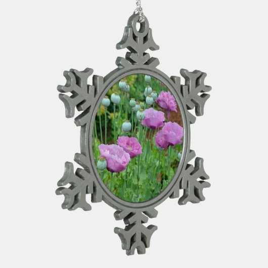 Fancy paarse poppies kerstversiering tin sneeuwvlok ornament (Links)