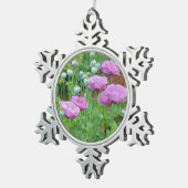 Fancy paarse poppies kerstversiering tin sneeuwvlok ornament (Rechts)
