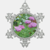 Fancy paarse poppies kerstversiering tin sneeuwvlok ornament (Voorkant)