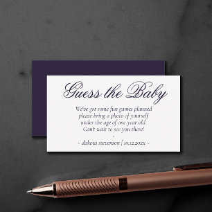 Fancy Paarse script Het moderne Baby shower rade Informatiekaartje