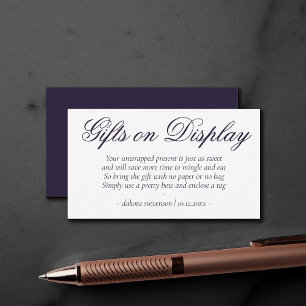 Fancy Paarse script   Moderne geschenken tonen ged Informatiekaartje