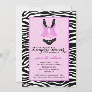 Fancy Paarse Zebra Lingerie Shower Bachelorette Kaart
