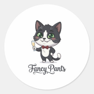 Fancy Pants Tuxedo Kat Cheers Ronde Sticker
