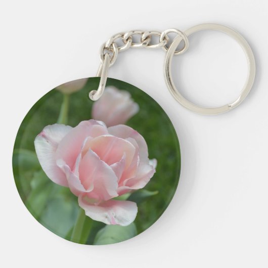 Fancy Pastel Roze Tulpen acryl Sleutelhanger (Achterkant)