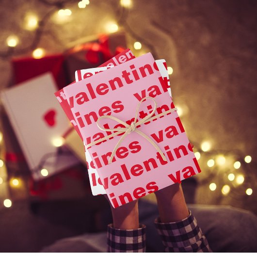 Fancy patroon met rode en roze Valentijnse Inpakpapier Vel