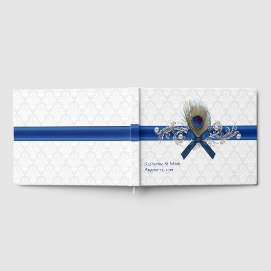 Fancy Peacock Feather Mariage livre d'hôtes (Complet)