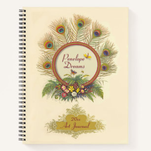 Fancy Peacock Feathers Flora and Fauna Art Journal