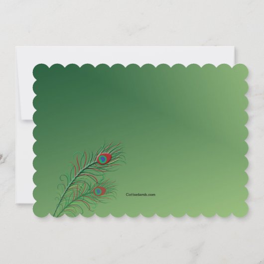 Fancy Peacock Feathers Green Invitation (Dos)