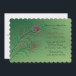 Fancy Peacock Feathers Green Invitation<br><div class="desc">Une invitation spectaculaire avec un dégradé, un arrière - plan vert et deux plumes de paons vibrantes. Bien adapté à toute célébration heureuse. La carte est facile à customiser avec votre libellé, police, couleur de police, options de forme de papier et choix de six types de papier. Pas exactement ce...</div>