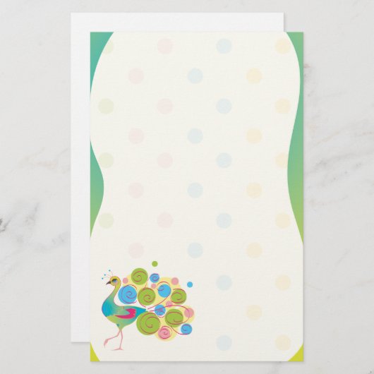 Fancy peacock Stationery Briefpapier (Voorkant / Achterkant)