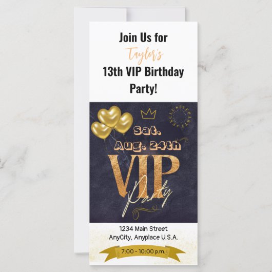 Fancy Personnalisé V.I.P. Invitation de parti (Dos)