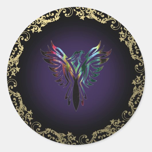 Fancy Phoenix Ronde Sticker (Voorkant)