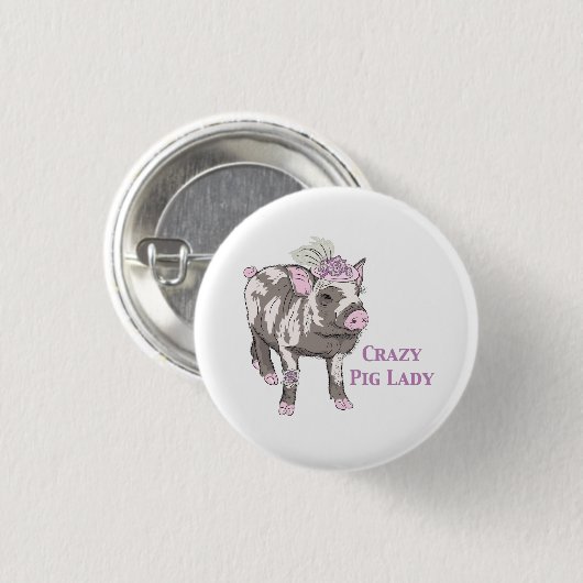 Fancy Pig Lady Ronde Button 3,2 Cm (Voorkant /achterkant)