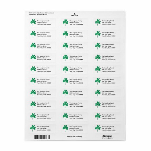 Fancy Plaid Shamrock Etiket (Full Sheet)