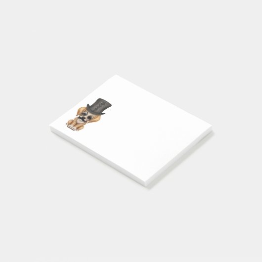 Fancy pop met monocle en bovenste hoed post-it® notes (Schuin)