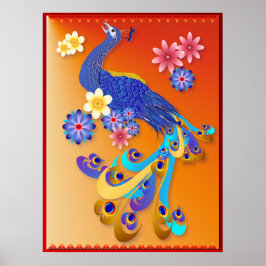 Fancy Poster Peacock en Flowers