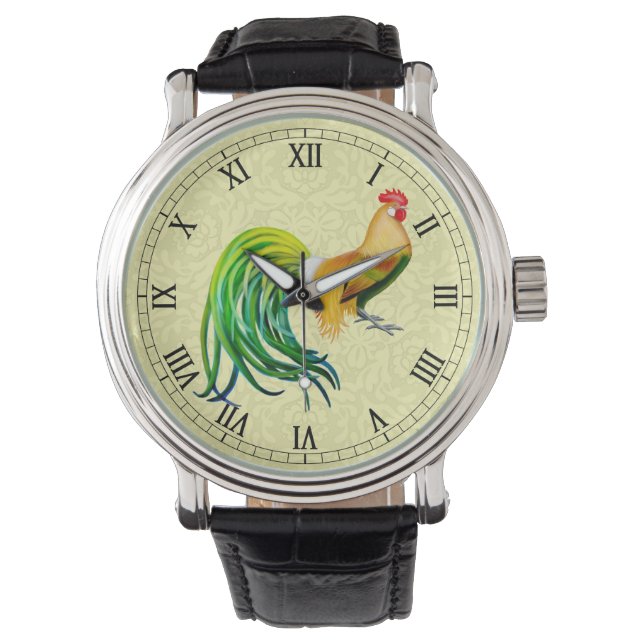 Fancy Poultry Phoenix Rooster Horloge (Voorkant)