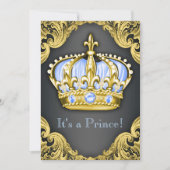 Fancy Prince Baby shower Baby Blauw Kaart (Voorkant)
