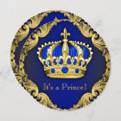Fancy Prince Baby shower Blue Kaart (Voorkant / Achterkant)