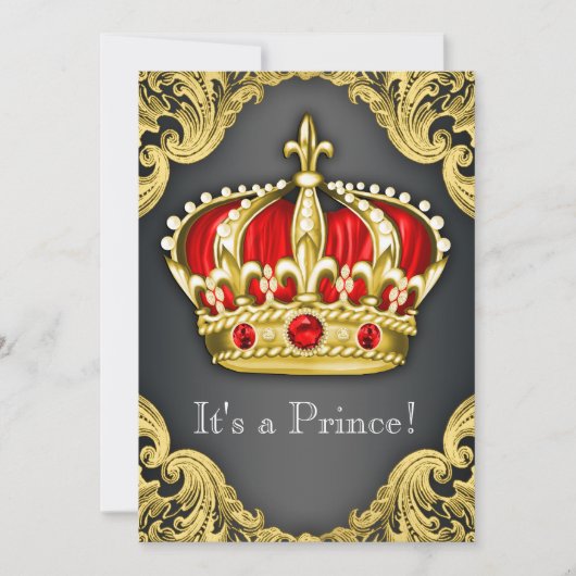 Fancy Prince Baby shower Regal Red Kaart (Voorkant)