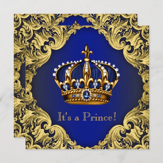 Fancy Prince Boy Baby Shower Invitations (Devant / Derrière)