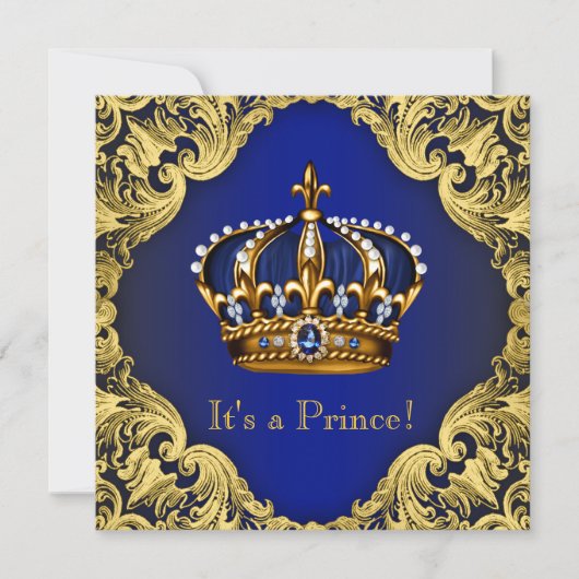 Fancy Prince Boy Baby Shower Invitations (Devant)