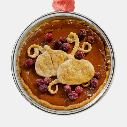 Fancy Pumpkin Pie Kerstmis Metalen Ornament (Voorkant)